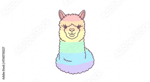Cute rainbow alpaca, a whimsical and colorful illustration perfect for childrens designs and playful themes
