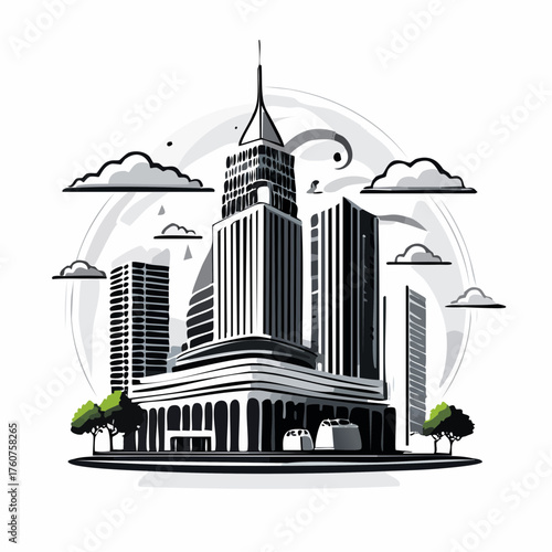 Modern cityscape illustration skyscrapers buildings and urban architecture