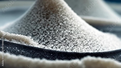 Close-Up View of Salt Crystals on a Dark Background Texture