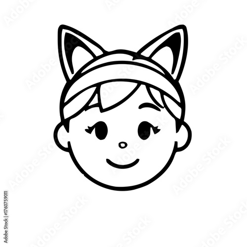 Emoji – person with cat ears headband, index pointing up