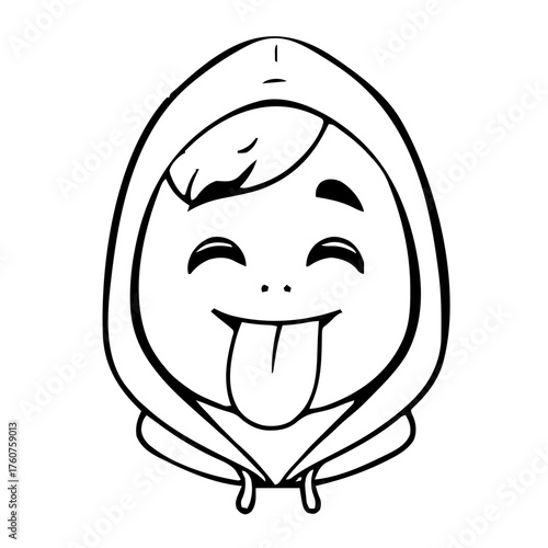 Emoji – person wearing hoodie, tongue out