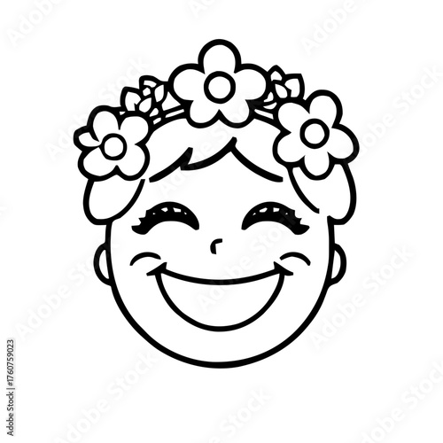 Emoji – person with flower crown, laughing