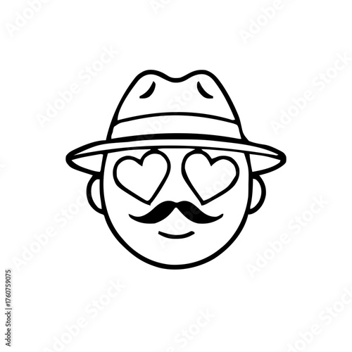 Emoji – person wearing fedora, heart eyes