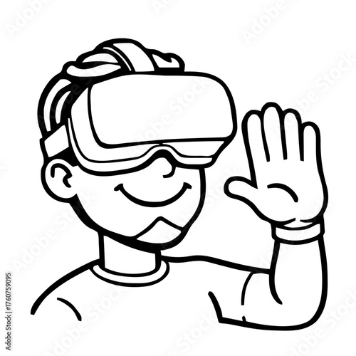 Emoji – person wearing VR goggles, saluting