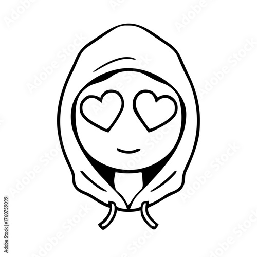 Emoji – person wearing hoodie, heart eyes