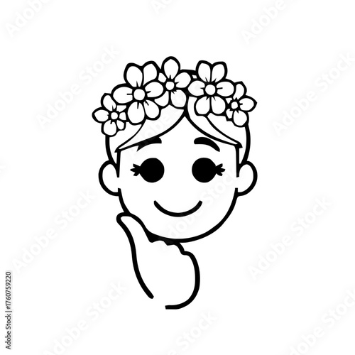 Emoji – person with flower crown, call me hand