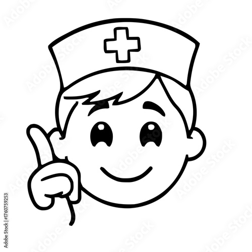 Emoji – person wearing nurse cap, index pointing up