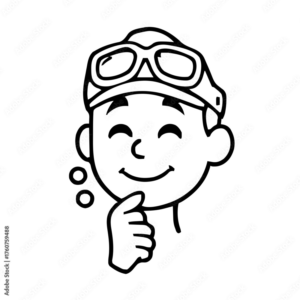Obraz premium Emoji – person wearing pilot cap, thinking