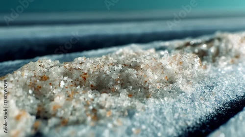 Close-up View of Sea Salt on a Wooden Surface with Soft Lighting