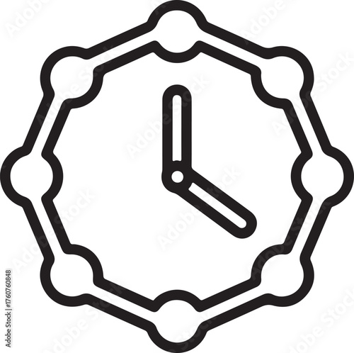 Time Clock Network Connection Outline Icon