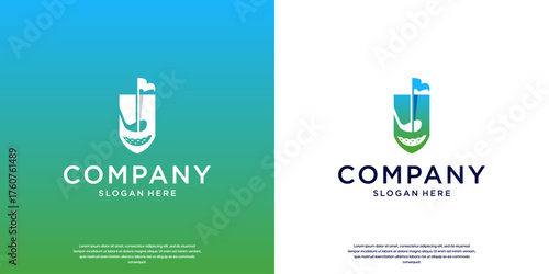 badge logo with golf training concept, professional athlete, vector graphic design.