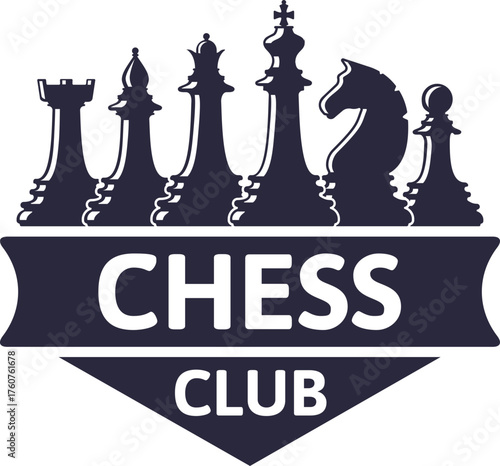 Chess club logo combining silhouettes of game pieces