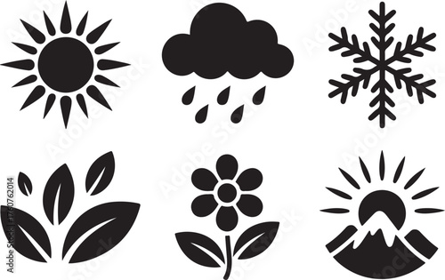 Weather and nature elements icon collection set