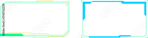 Two futuristic digital HUD frames borders interface concept