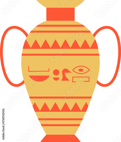 Egyptian amphora with hieroglyphs and ancient symbols