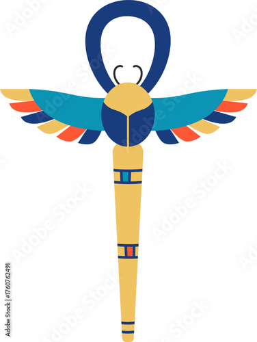 Winged scarab ankh symbol of ancient Egyptian life