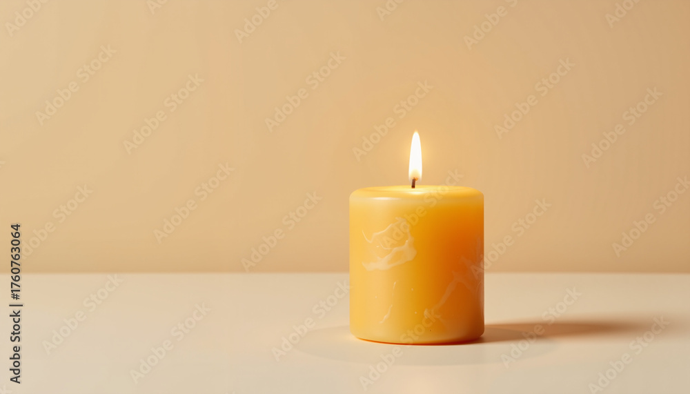 custom made wallpaper toronto digitalYellow candle burning on a table against a beige background  