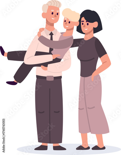 Family parents and son enjoying happy moment together