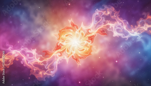 Colorful cosmic explosion with swirling energy and vibrant colors  