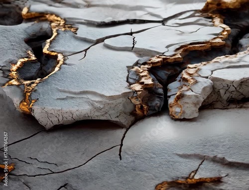 Cracked Earth Surface with Textured Patterns and Earthy Tones