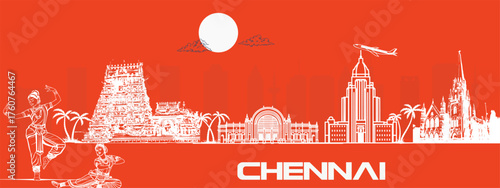 Bengaluru Skyline with Cultural Heritage Touch for Tourism Promotion – Vidhana Soudha, UB City, Lalbagh, and Bangalore Palace – India Travel Art Illustration