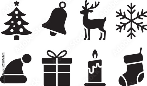 Festive Christmas icons for holiday cheer design