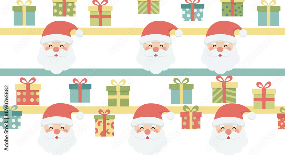 Fototapeta premium Festive Santa Claus and Gift Pattern for Christmas Cheer.