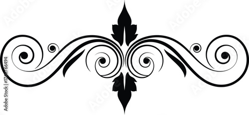 Elegant Flourish Design with Swirls, Leaf Accents, and Transparent Background