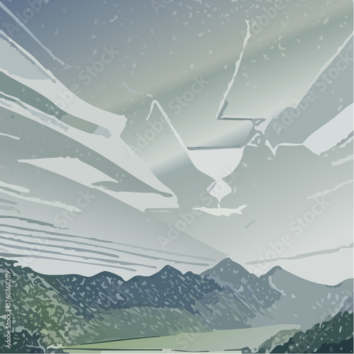 Sonnenuntergang über den Bergen