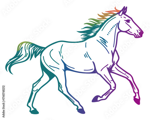 Horse galloping silhouette illustration isolated on white background