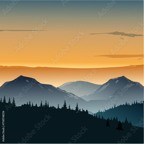 Sonnenuntergang über den Bergen