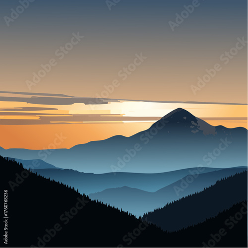 Sonnenuntergang über den Bergen