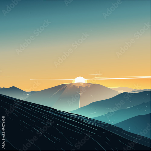 Sonnenuntergang über den Bergen