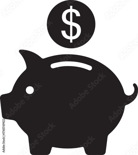 piggy bank with dollar sign icon symbolizing saving money, personal finance, budgeting, investment, wealth building, economic planning, financial security, banking, cash management etc