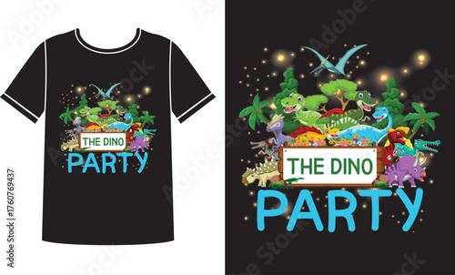 The dinosaur party t-shirt design concept.