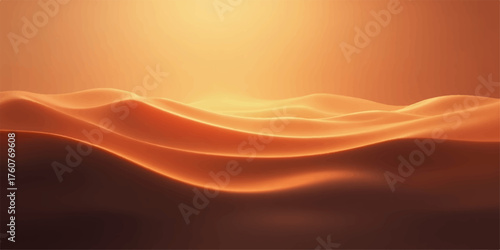 Abstract flowing waves of warm orange light creating a serene and ethereal landscape background