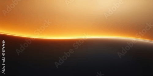 Abstract golden light wave flowing over dark gradient background