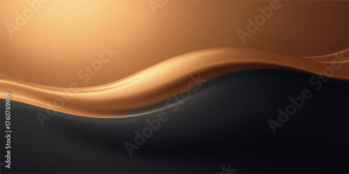 Elegant flowing wave of liquid gold and dark metallic texture background