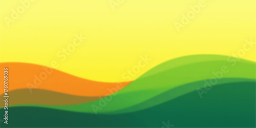 Abstract flowing wavy landscape with warm and cool color gradients and soft shadows
