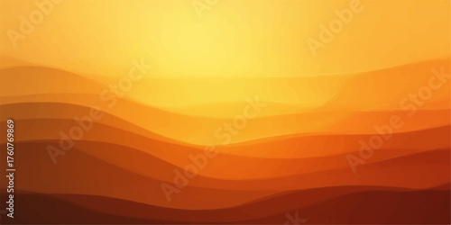Abstract warm gradient sunset over stylized rolling hills with soft light