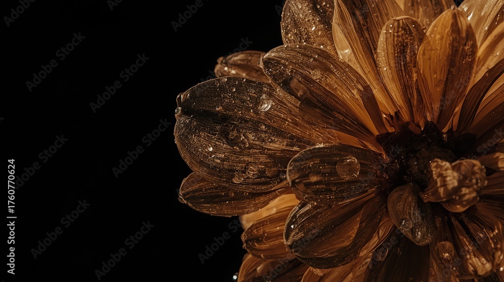 Fototapeta premium Macro of an Abstract Texture with Black Background, Beautiful Pattern and Template with Soft Light, using generative ai