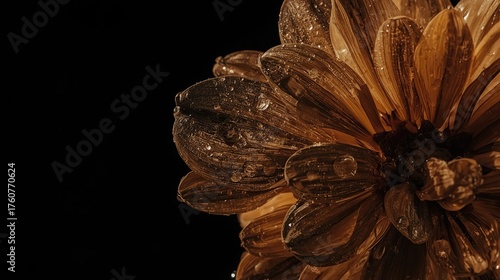Macro of an Abstract Texture with Black Background, Beautiful Pattern and Template with Soft Light, using generative ai
