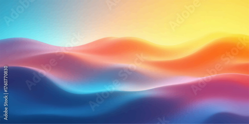 Abstract flowing waves of vibrant gradient colors creating a dreamlike and ethereal landscape
