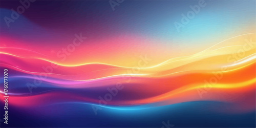 Vibrant abstract aurora borealis waves of light in neon colors on dark background