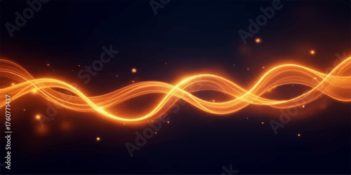 Abstract glowing orange energy wave pattern with shimmering particles on dark background