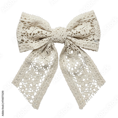 Cream Lace Bow isolated on a transparent background