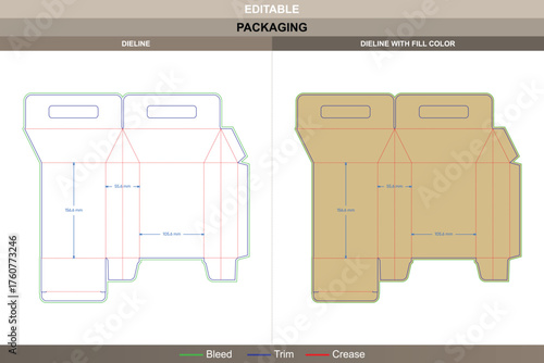 Custom tuck end box sealing dieline vector printing packaging layout with firm closure clean creases and precise die line guidance to support strong product protection
