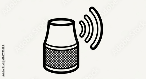 Smart speaker vector illustration of a voice assistant device with sound waves concept for smart home, technology, and artificial intelligence