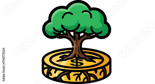 A tree growing out of a coin, symbolizing financial growth, investment, and the potential for longterm wealth accumulation
