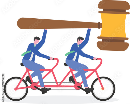 A businessman running with a gavel, illustration of demands for a fair judgment from the judge in business cases

